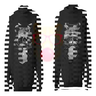 Cool Raccoon Face Eating Gum And Makes A Bubble Cute Raccoon Sweatshirt | Seseable FR