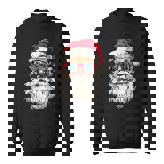 Cool Santa Claus Face Retro Sunglasses Christmas Boys Sweatshirt | Mazezy