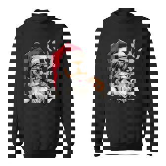 Cool Santa Smoking Cigar Holiday Christmas Sweatshirt | Mazezy