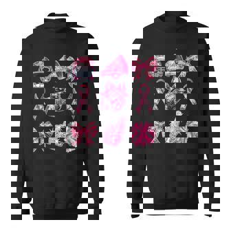 Coquette Bow Cheer Football Pink Out Breast Cancer Awareness Sweatshirt | Mazezy