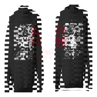 Coquette Bow Halloween Pink Halloween Ghost Pumpkin Sweatshirt | Mazezy