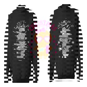 Coquette Bow Pink Gingerbread Christmas Girly Xmas Holiday Sweatshirt - Monsterry