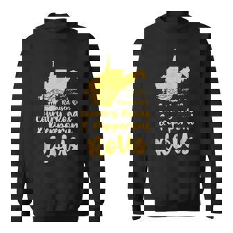 Country Roads & Pepperoni Rolls West Virginia Wv 304 Pride Sweatshirt | Mazezy