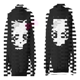 Cráneo De Gato Con Lazo De Pelo Anime Kawaii Retrointage Camisa de entrenamiento - Regaloses