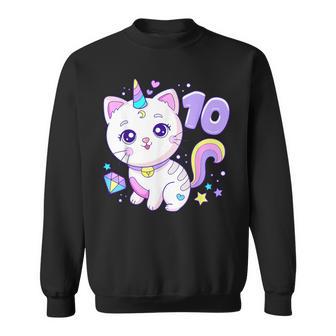 Cumpleaños Niña 10 Años Gato Unicornio 10 Cumpleaños Camisa de entrenamiento - Regaloses