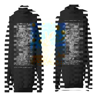 Cute Bunny Rabbit Van Gogh Style Starry Night Sweatshirt | Mazezy