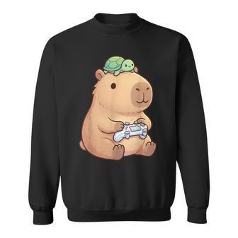 Cute Capybara Anime Gamer Turtle Graphic Kawaii Sweatshirt - Thegiftio