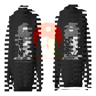 Cute Cartoon Cats Eating Sushi With Japanese Sun Sweatshirt - Thegiftio