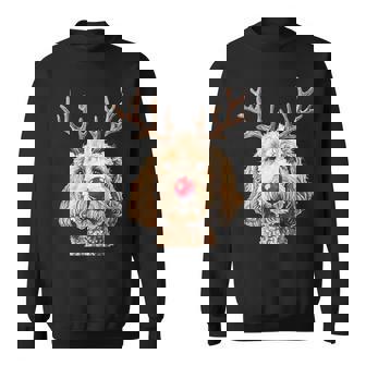 Cute Reindeer Santa Goldendoodle Christmas Tree Lights Sweatshirt | Seseable CA