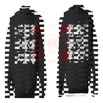 Cute Ghost Florals Pink Coquette Bows Pumpkins Halloween Sweatshirt - Monsterry