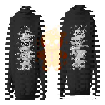 Cute Gingerbread Leopard Coquette Bow Christmas Gingerbread Sweatshirt | Seseable UK