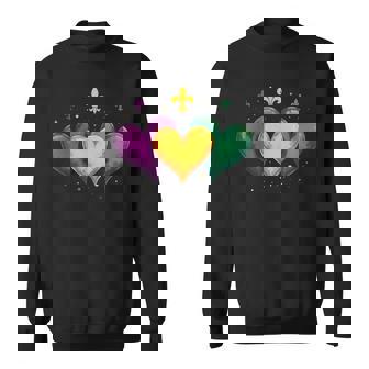 Cute Hearts Mardi Gras New Orleans Carnival Vintage Sweatshirt - Monsterry