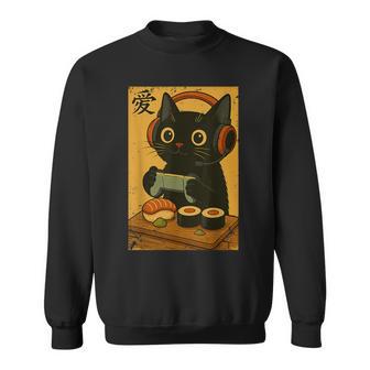 Cute Kawaii Gamer Cat Retro Japanese Cat Gaming Sweatshirt | Seseable UK