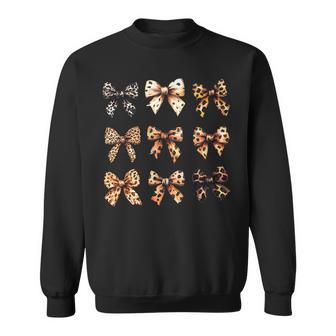 Cute Leopard Cheetah Print Coquette Bows Girly Ribbon Bow Sweatshirt - Thegiftio UK