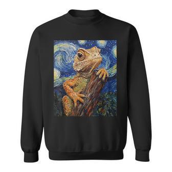 Cute Lizard Reptile Van Gogh Style Starry Night Graphic Sweatshirt - Thegiftio UK