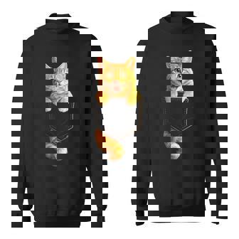 Cute Orange Pocket Kitty Cat Lover Sweatshirt | Seseable UK