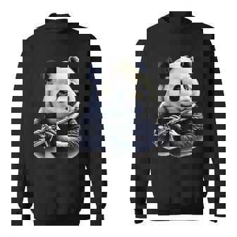 Cute Panda Bear Playing Flute Musician Music Sweatshirt Unisex | Mazezy
