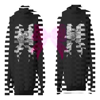 Cute Pink Bow Coquette Aesthetic Bow Print Bow Sweatshirt - Thegiftio