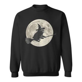 Cute Pug Ghost Witch Dog Lover Halloween Moon Sweatshirt - Thegiftio UK