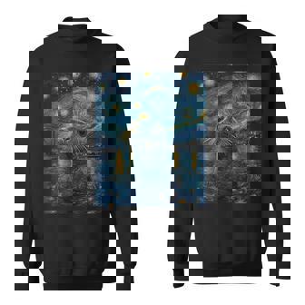 Cute Seal Sea Lion Van Gogh Style Starry Night Graphic Sweatshirt - Monsterry