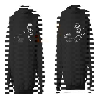 Dachshund Skeleton Hand Halloween Sweatshirt - Thegiftio