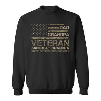 Dad Grandpa Veteran Great Grandpa Father's Day Usa Flag Sweatshirt - Monsterry