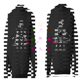 Dancing Skeletons Roller Skates Spooky Disco Ball Halloween Sweatshirt Unisex | Mazezy