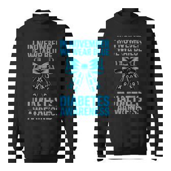 Diabetes Awareness Coquette Bow In November We Wear Blue Sweatshirt - Monsterry