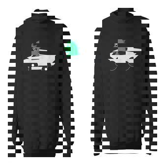 Dinosaur Driving Futuristic Electric Truck Sweatshirt Unisex | Mazezy