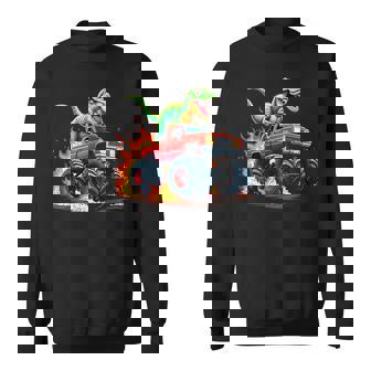 Dinosaur Monster Truck Boys Toddler Birthday Monster Trucks Sweatshirt - Monsterry