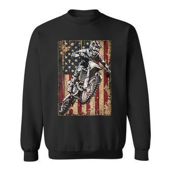 Dirt Bike Usa Flag Vintage Motocross Riders Freestyle Sweatshirt - Monsterry
