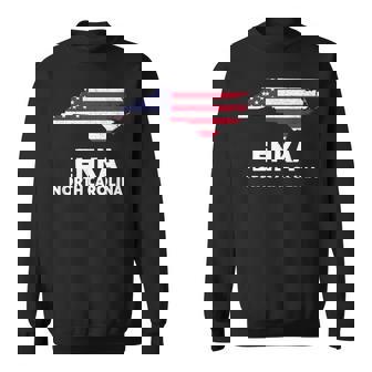 Distressed Patriotic USA Flag Enka North Carolina Sweatshirt Unisex | Mazezy