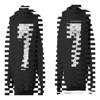 Distressed White Number 7 Jersey Player Uniform 7 Grunge Sweatshirt | Mazezy
