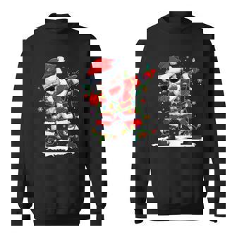 Divertido Dabbing Papá Noel Árbol Navidad Luces Navidad Manga Larga Camisa de entrenamiento - Regaloses