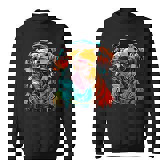 Dj Boxer Chien Avec Lunettes Deoleil Et Écouteurs Musique Sweater e - Cadeauxyz