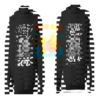 Double Digits Basketball Birthday Boy 10 Year Celebration Sweatshirt | Mazezy