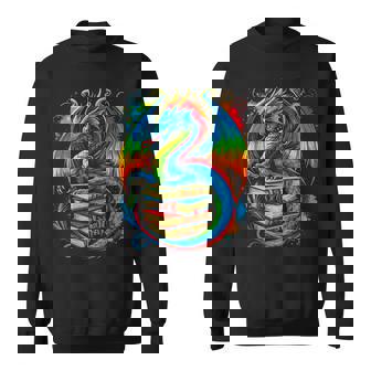 Dragon Reading Colorful Fantasy Book Lover Sweatshirt | Seseable FR