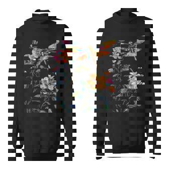 Dragonfly Flower Insect Lover Sweatshirt - Monsterry