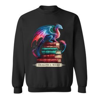 Dragons And Books Dragonworm Book Lover Reading Sweatshirt - Thegiftio UK