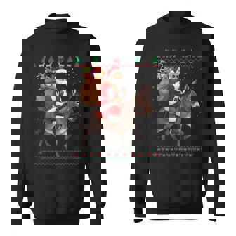 Drôle Père Noël Chevauchant Un Âne De Noël Animal De La Ferme Sweater e - Cadeauxyz