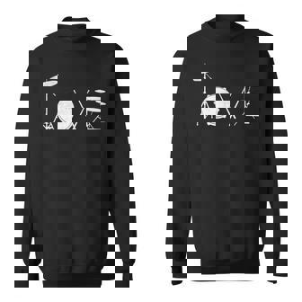 Drummer Love グラフィックドラムセット ドラミングミュージシャン ロックバンド スウェットシャツ - Kawaiitshirt