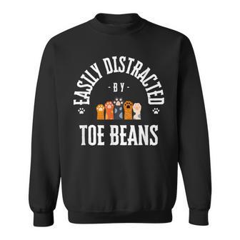 Easily Distracted By Toe Beans Cat Paw Sweatshirt - Thegiftio