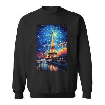 Eiffel Tower Paris France Van Gogh Style Starry Night Sweatshirt - Thegiftio UK