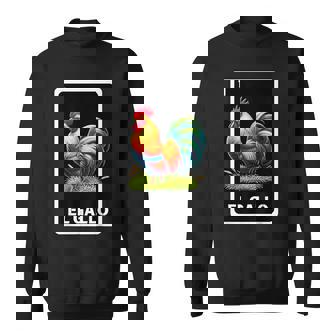 El Gallo Mexican Lottery Bingo Game Traditional Rooster Card Sweatshirt | Mazezy