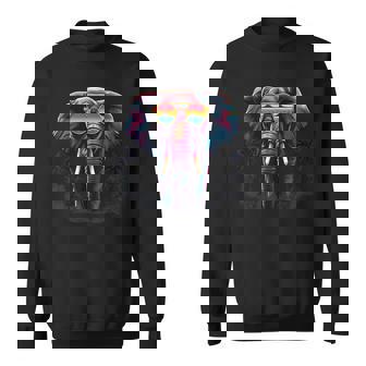 Elephant Sunglasses Artwork Portrait Beach Safari Animal Art Sweatshirt Unisex | Mazezy