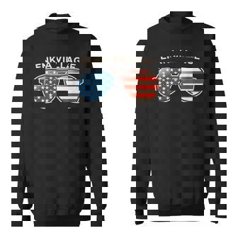 Enka Village NC Vintage US Flag Sunglasses Sweatshirt Unisex | Mazezy