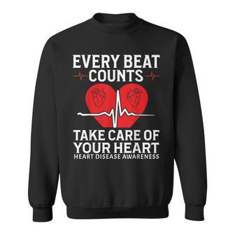 Every Beat Counts Heart Disease Awareness Heart Health Chd Sweatshirt - Thegiftio UK