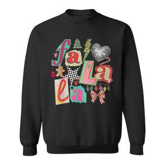 Fa La La Retro Christmas Lights Disco Ball Gingerbread Tree Sweatshirt | Seseable UK