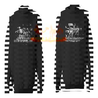 Fall Horse Animal Thanksgiving Sunflowers Pumpkin Leaves Sweatshirt Unisex | Mazezy