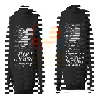 My Favorite Veteran Is My Husband Flag Love Sweatshirt | Mazezy